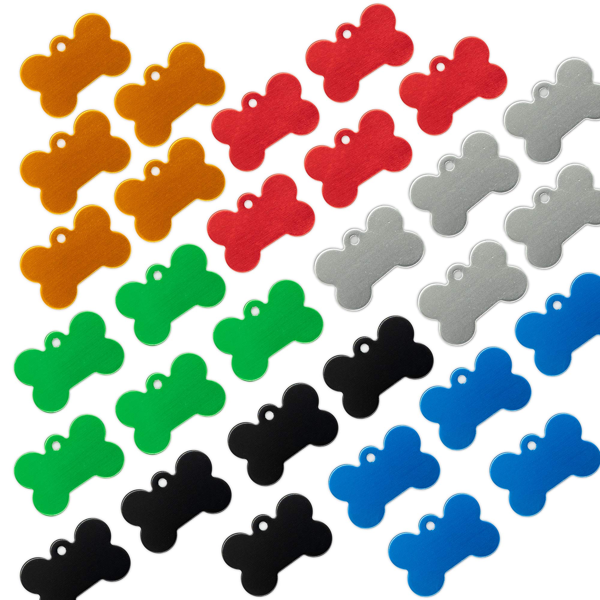 Aluminium Blank Bone Shape Dog ID Tags Pet ID Tags Number Tag 30pcs