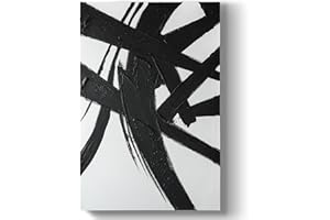 GeekMacro Black and White Abstract Wall Art Hand Painted Textured Painting Minimalist 30x45 inch Large Artwork for Walls Living Room Vertical Wall Decor