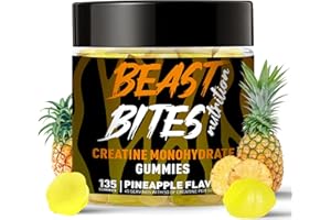 Creatine Monohydrate Gummies for Men & Women - 5g of Creatine Monohydrate per Serving - Sugar Free,Vegan, Pineapple Flavor, 1