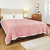 YUSTAL Electric Heated Blanket Full Size 72x84 Inch - Super Soft Flannel, 10 Heat Settings, 1-12H Auto Shut Off, Machine Washable, Easy Controller, Perfect for Winter Warmth - Light Pink