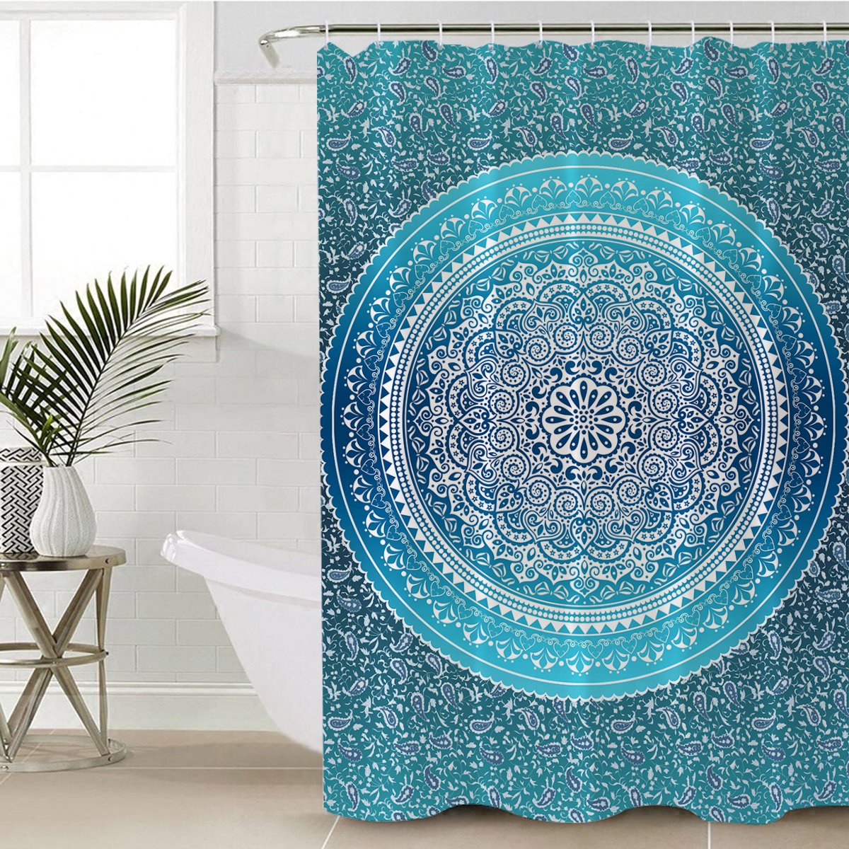 Amazon Com Sleepwish Turquoise Mandala Shower Curtain Bohemian