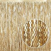 4 Pack Wavy Champagne Gold Metallic Tinsel Foil Fringe Curtains Backdrop - 3.3X6.6ft Foil Fringe Backdrop for Parties | Door Streamers for Birthday | Photo Booth Backdrops Party Decor