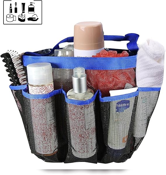 Mesh Shower Caddy Shower Tote Bag with 8 Storage Pockets Quick Dry