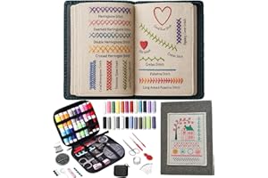 2026 Upgraded Embroidery Stitch Book Kit, 106 Patterns with Tools & Tutorials, 86 PCS Beginner Embroidery Kit, Portable All-i