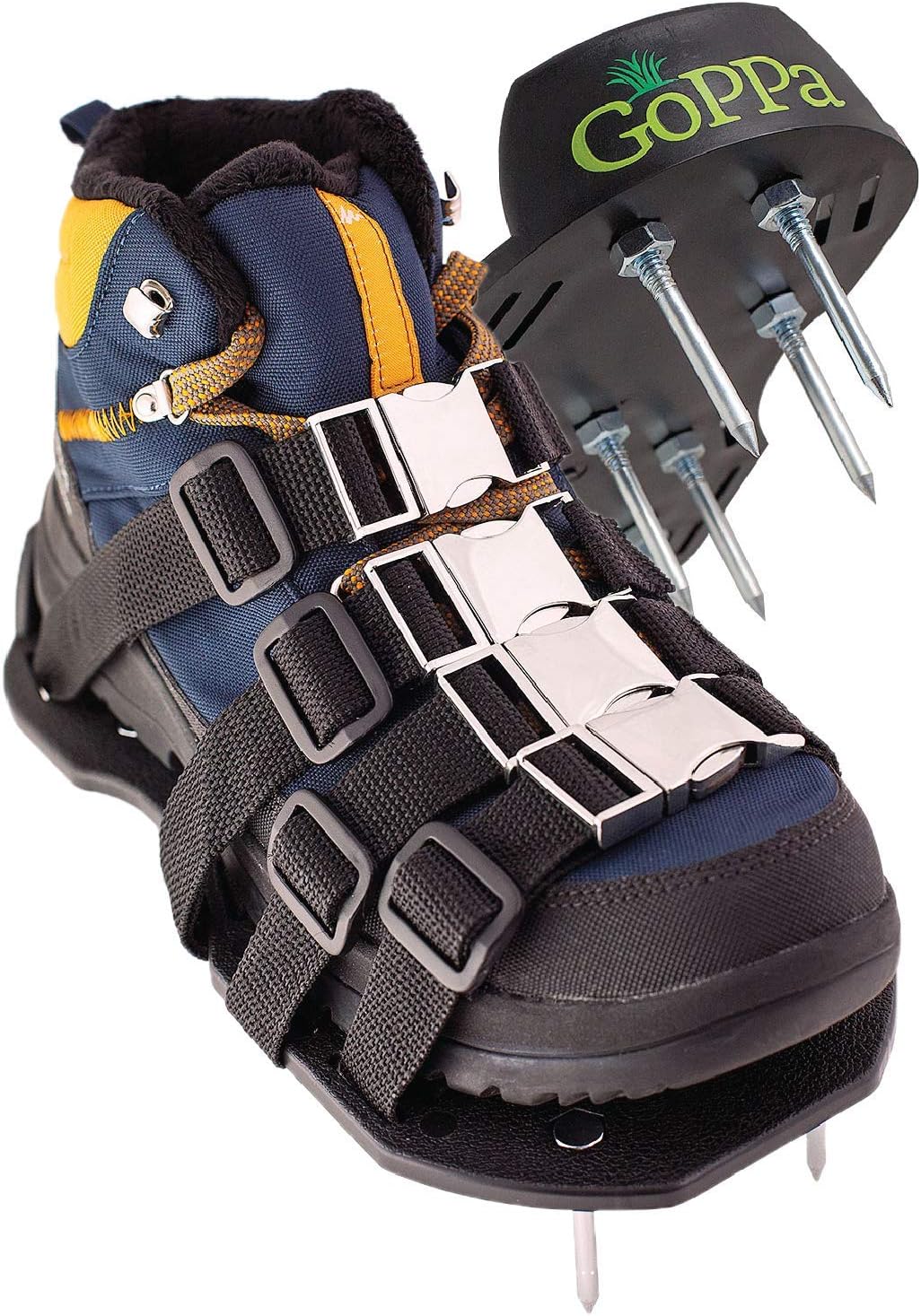 GoPPa Lawn Aerator Shoes – Heavy Duty Lawn Aerator Sandal, You only FIT Once. Ready for aerating Your Yard, Lawn, Roots & Grass – Strong Design