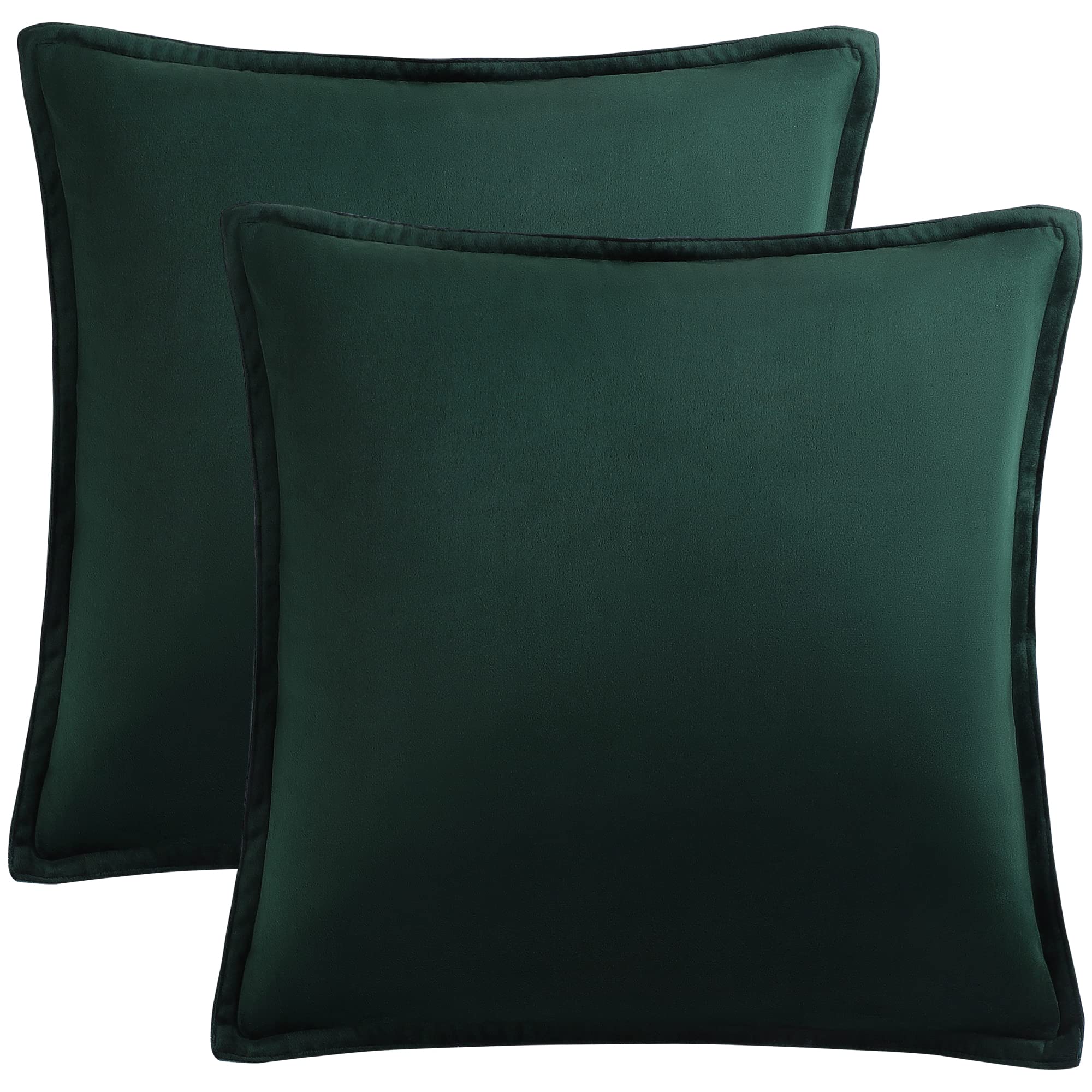 PiccoCasa Decorative Velvet Soft Cushion Covers Pack of 2, Square Solid Throw Pillow Covers for Sofa Couch Bedroom - 50x50cm/20x20 Inches Hidden Zipper Cushion Covers Dark Green
