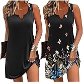 Ekouaer Nightgowns for Women 2 Pack Tank Night Gown Sleeveless Sleep Shirt V Neck Chemise Soft Night Shirt Ladies Sleep Dress