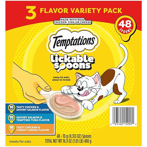 TEMPTATIONS LICKABLE SPOONS, SOFT LICKABLE CAT TREATS, ADULT...