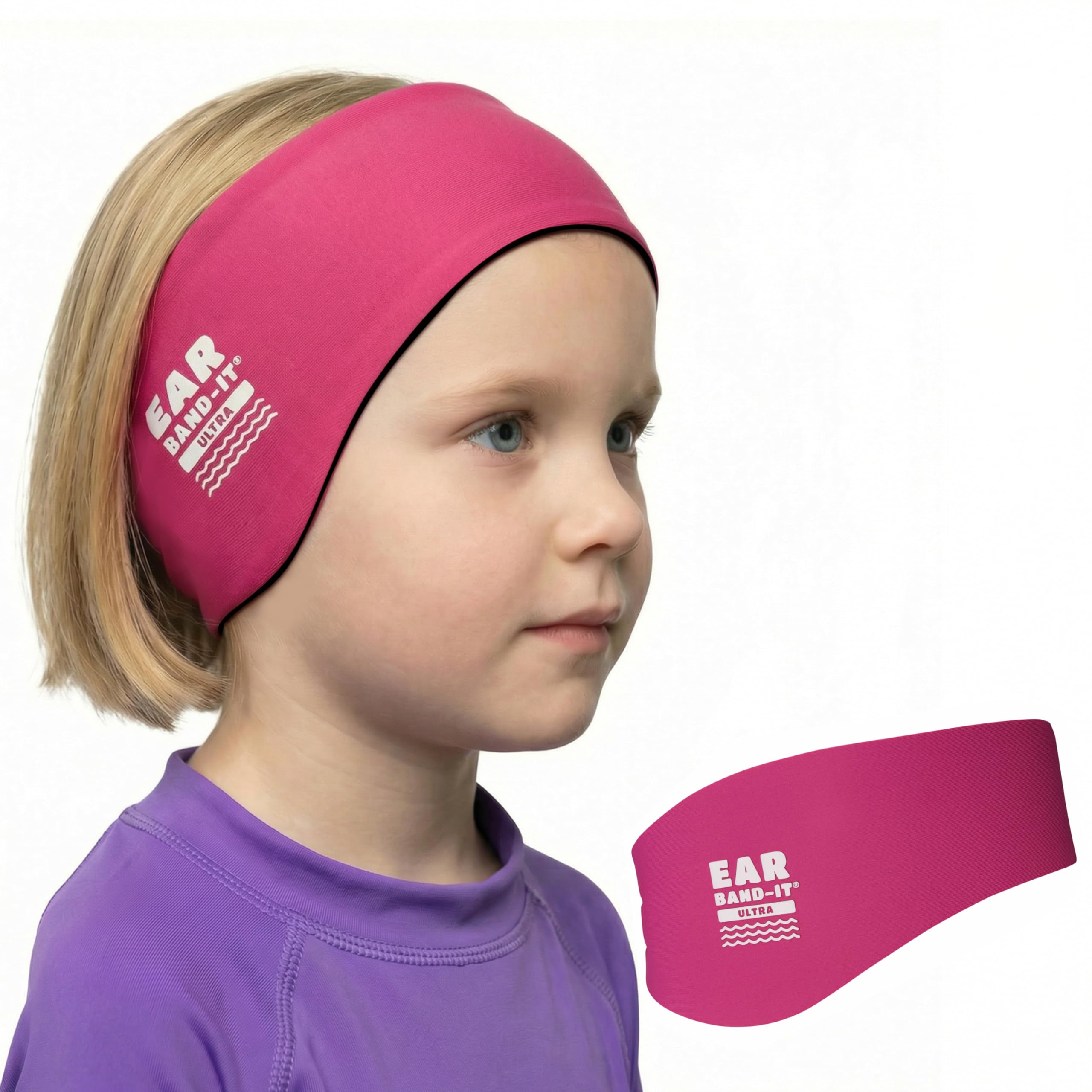 Ear Band-It Swimming Headband (Keep Water Out, Hold Earplugs in) Doctor Recommended Medium (ages 3-8) Black