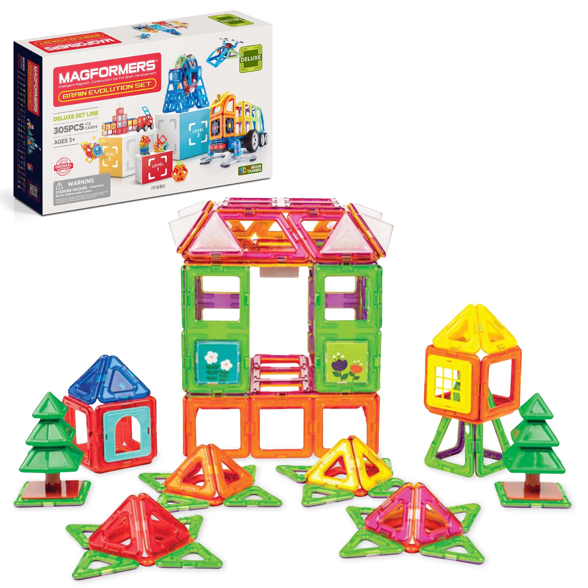 MAGFORMERS Deluxe 305 Pieces, Rainbow, Educational Magnetic