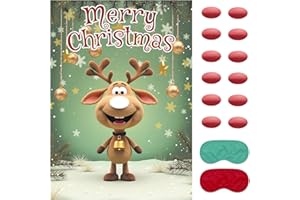 VUSNUD Christmas Game - Pin on the Cute Reindeer, Christmas Party Games Decorations Supplies Activities