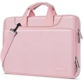 MOSISO 360 Protective Laptop Bag 13.3 inch, Computer Bag Compatible with MacBook Air 13/Pro 13 inch/Pro 14 inch, 13-14 inch HP,Dell,Notebook, Laptop Carrying Case with Strap&Handle&Belt, Pink