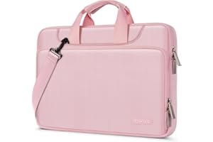 MOSISO 360 Protective Laptop Shoulder Bag Compatible with MacBook Air/Pro, 13-13.3 inch Notebook, Compatible with MacBook Pro 14 inch M5 M4 M3 M2 M1,Matching Color Sleeve with Belt, Pink