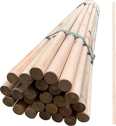 TDBS Wooden Broom Handles Pack of 25 120cm 23-24mm Diameter Multipurpose
