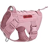 OneTigris Tactical Dog Harness Vest,No-Pull Service Dog Vest with Hook & Loop Panels,Adjustable Dog Vest Harness for Walking Hiking Training(Pink,L)