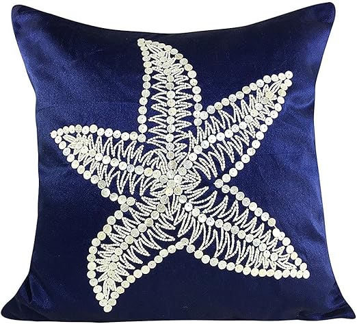 Amazon Com Nautical Theme Pillow Cover With Star Fish Design