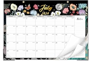 SIMANNIE 2024-2025 Desk Calendar - Desk Calendar 2024-2025, 18 Monthly Desk/Wall Calendar 2-in-1, Jul. 2024 - Dec. 2025, 16.8" x 12", Desk Calendar with Thick Paper + Corner Protectors - Moonlight Floral