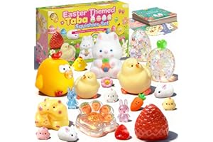 Easter Gifts for Kids - 20Pcs Taba Squishies Kit with Greeting Cards, Kawaii Stress Relief Toys, Squishies Fidget Toys Prizes
