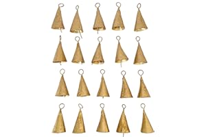 Vivanta 20 Pcs Small Gold Metal Craft Bells 2"– Rustic Cone Cow Bells for Crafts, Jingle Bells for Crafting, Christmas Bell Tree Ornaments, Witch Bells, Vintage Boho Decor, Garden Wind Bell, Sleigh