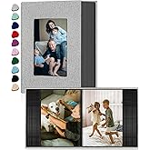Ejblfe Photo Album 4x6,Linen Cover Slide-in Photo Album Book Can Holds 100 4x6 Photos with 50 Black Sheets for Family,Wedding,Baby and Holiday Pictures (Gray)