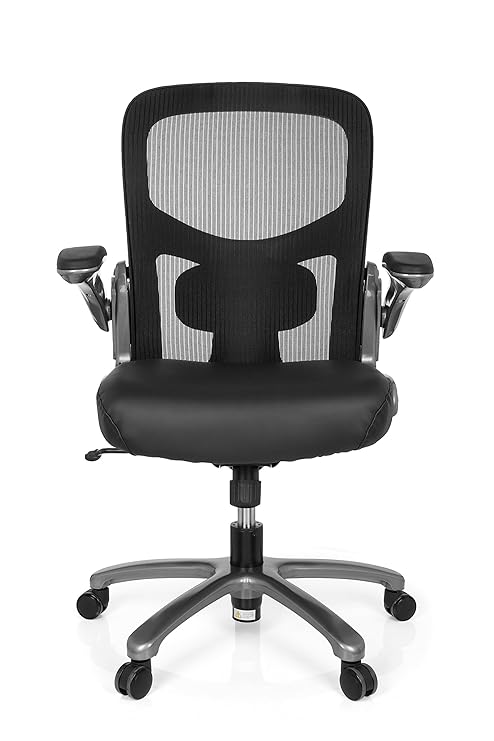 hjh OFFICE 736220 XXL Bürosessel Instructor T Leder/Netz Schwarz hochwertiger Drehstuhl bis 220 kg belastbar