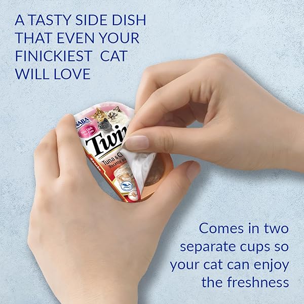 INABA TWINS FOR CATS, GRAIN-FREE SHREDDED CHICKEN & BROTH GELÉE SIDE DISH CUPS, TUNA & CHICKEN RECIPE, 1.23 OUNCES PER SERVING, 19.68 OUNCES TOTAL (16 COUNT)