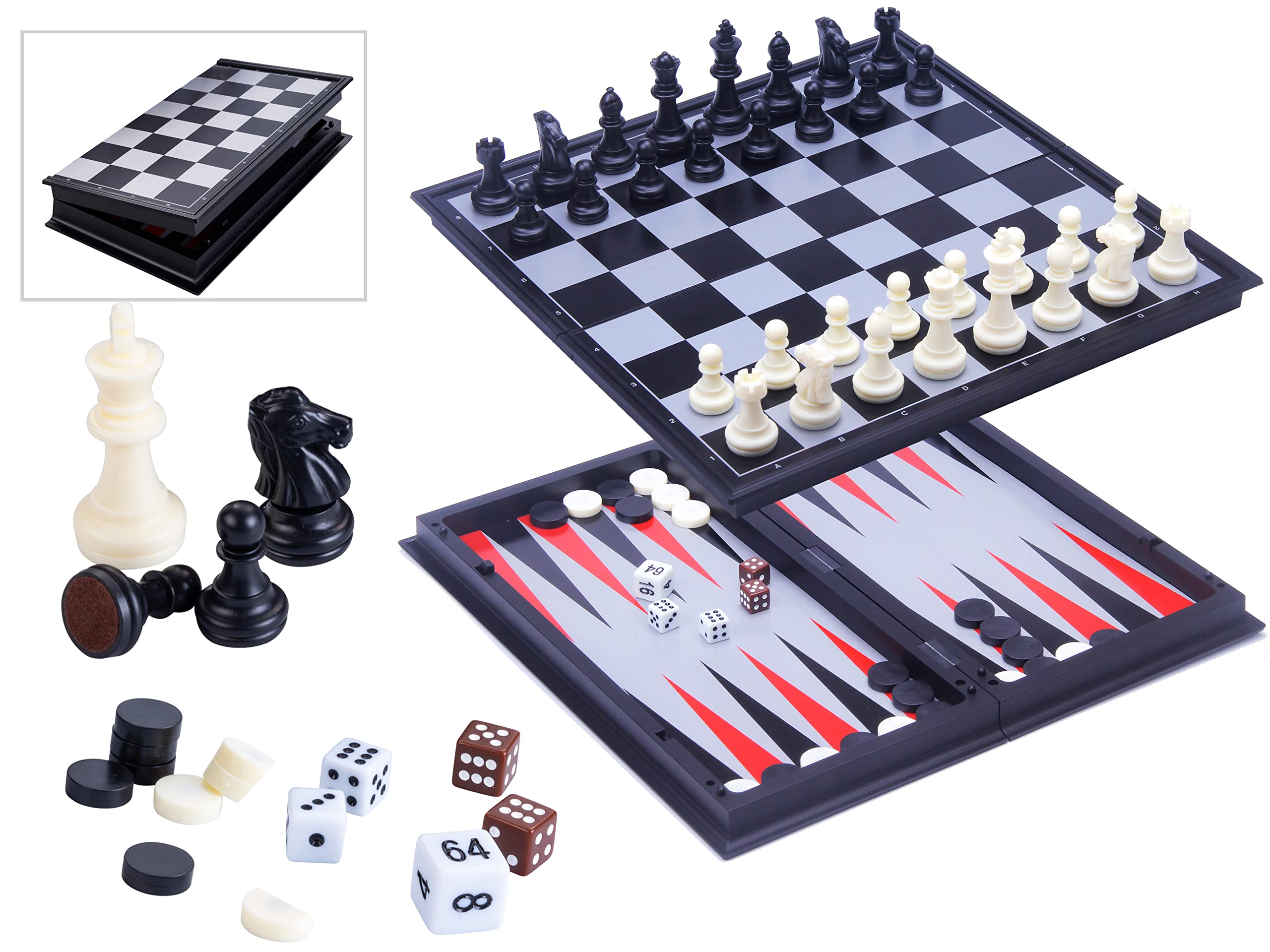 Engelhart - Magnetic Chess/Backgammon Travel Game (Chess/Backgammon 24 cm)
