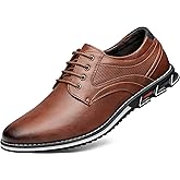 AWINIWI Men's Casual Dress Shoes Comfortable Fashion Dress Sneakers Men Office Classic Mens Oxfords Leather Business Casual Shoes Formal