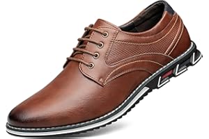 AWINIWI Men's Casual Dress Shoes Comfortable Fashion Dress Sneakers Men Office Classic Mens Oxfords Leather Business Casual Shoes Formal