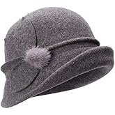 Lawliet Womens Retro Upturn Brim Wool Blend Cloche Church Wedding Hat A474