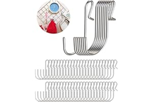 Small Metal S Hooks Stainless Steel Wire Hooks - 50 Pack S Shape Hangers Mini S Hooks for Hanging, Fish Shaped Wall Hooks for