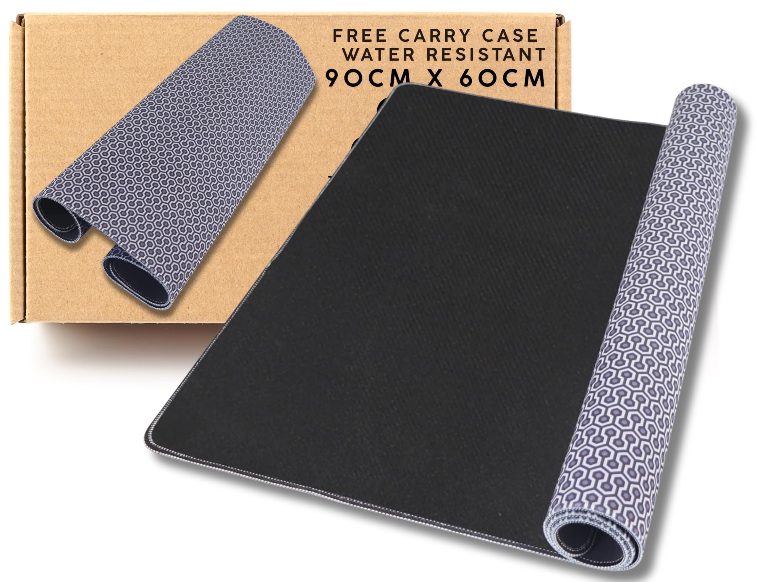 Thick Super Cushioned Anti-Slip MTG Playmat – Perfect for MTG, CCG, TCG, Dice, Cards and Board Game - Stitched Edge Gaming Mat - Water Resistant TCG Playmat - Card Mat with Carry Case (90cm x 60cm)