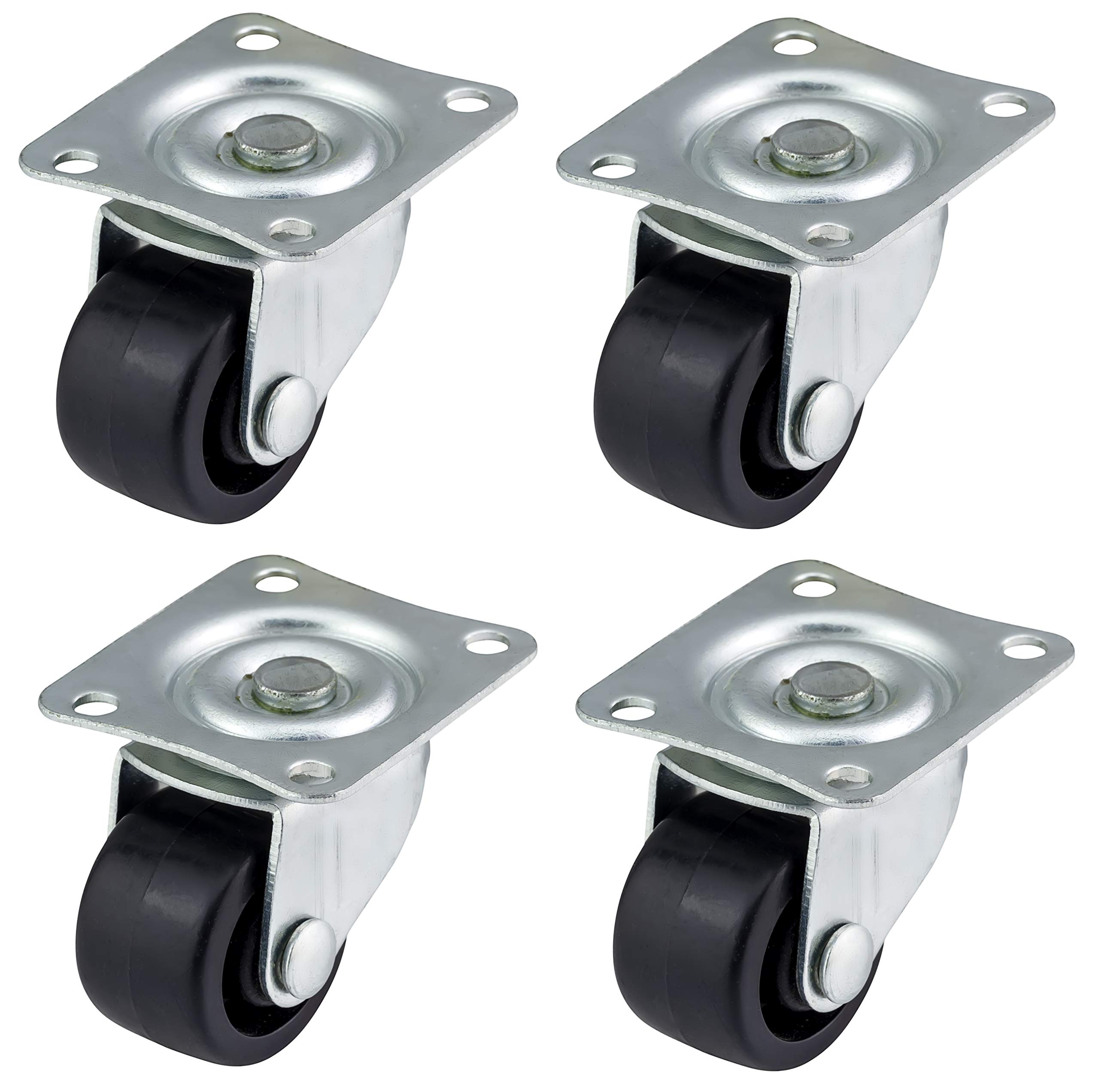 Qty. 4 x 25mm Plastic Swivel Castors SMALL/MINIATURE - Furniture, Appliance & Equipment by Bulldog Castors - Max 50Kg Per Set