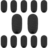 12 Pack Mini Foam Microphone Windscreen, Lapel Microphone Windscreen, Headset Mic Covers Sponge Protection for Variety of Headset Microphone, Noise Reduction (Black)