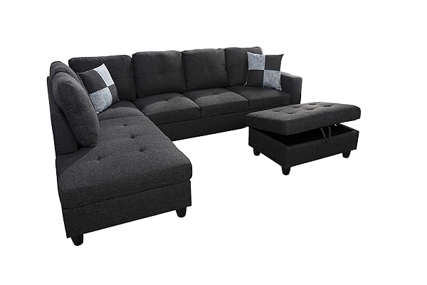 AYCP Fine Furniture 3-Piece Sectional Sofa Couch with Ottoman