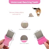 FurCare Flea Comb 7 Pieces Set Pink Stainless Steel Grooming Kit for Cats Dogs view 4