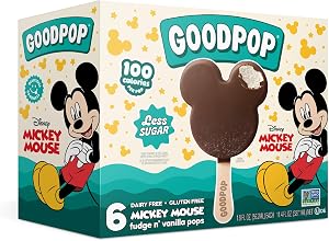 GOODPOP - Disney Mickey Mouse Fudge n' Vanilla Dairy-Free Dessert Bars, 6 Ct