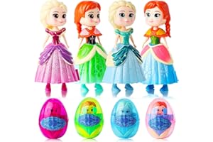 xutengy 4 Pack Easter Basket Stuffers Gifts Jumbo Princess Eggs，Deformation Prefilled Toys for Kids Toddler Boys Girls ，Easter Basket Essentials Fillers Party Favors Surprise Eggs