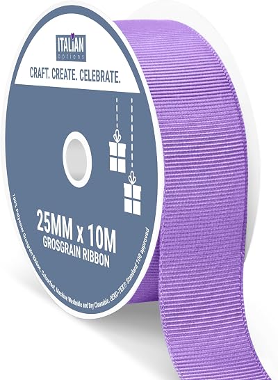 Italian Options 25mm Grosgrain Ribbon Lilac 10m Craft & Gift Wrap Ribbon