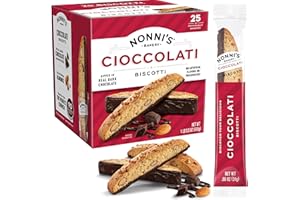 Nonni's Cioccolati Dark Chocolate Almond Biscotti Cookies – Individually Wrapped Italian Coffee Snack, Crunchy Twice-Baked, 21.5 oz Carton