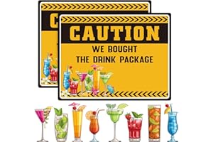 Buryeah 10 Pcs Funny Magnetic Cruise Door Decorations Set 2 Large Caution Cruise Door Magnets Sign 8 Tropical Summer Fruit Drink Cruise Door Magnets Stickers for Carnival Stateroom Refrigerator Door