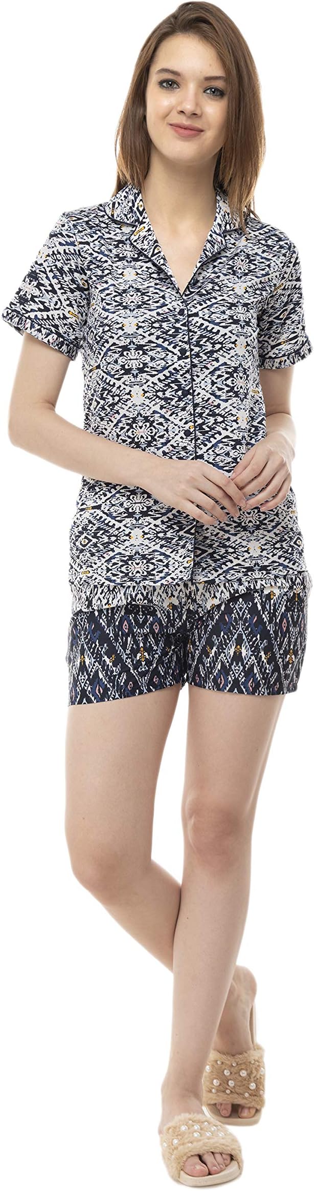BHUMANTE Women Shirts and Shorts Nightwear Set