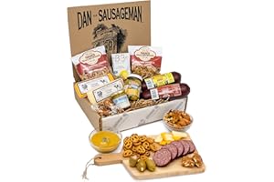 Dan the Sausageman Signature Gifts (Sounder) Gourmet Food Gift Baskets: The Ideal Meat and Cheese Gift Set for Thank You, Holiday, Mothers Day, or Congratulations | Natural Summer Sausage Beef Snack Box Variety Pack