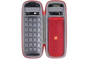 co2CREA Hard Travel Case Replacement for JBL Flip 6 Flip 5 Flip 4 Flip 3 Waterproof Portable Speaker (Red Case + Inside Grey)