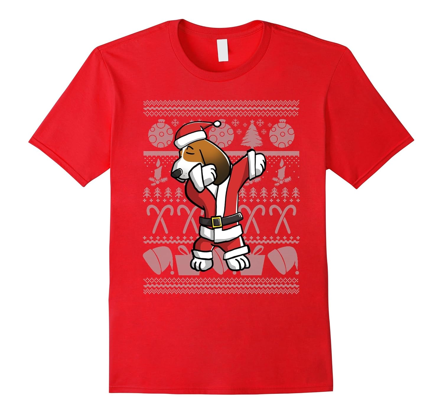 Funny Dabbing Basset Hound Dog Ugly Christmas T-Shirt-ANZ