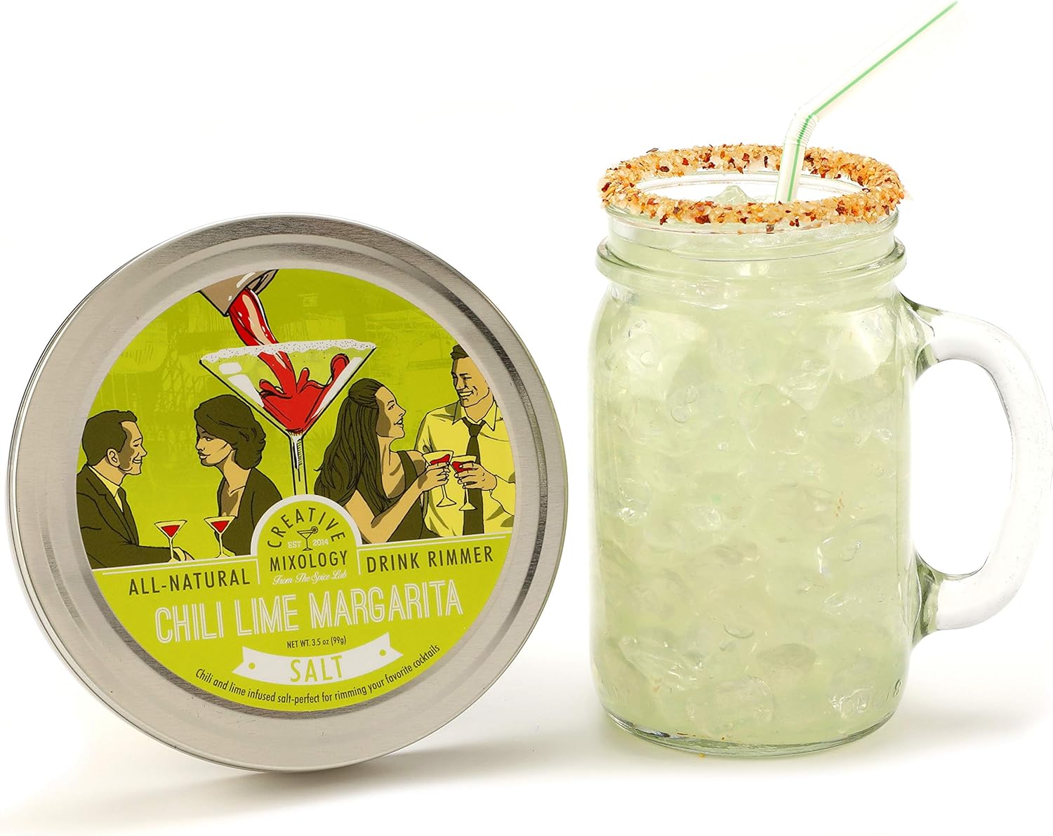  | The Spice Lab Glass Cocktail Rimmer for Martinis & Margaritas - Drink Rimmer- Gluten Free Non-GMO No MSG All Natural Brand - Rim Sugar or Salt for Cocktails (Chili Lime Salt): Rimming Salts & Sugars