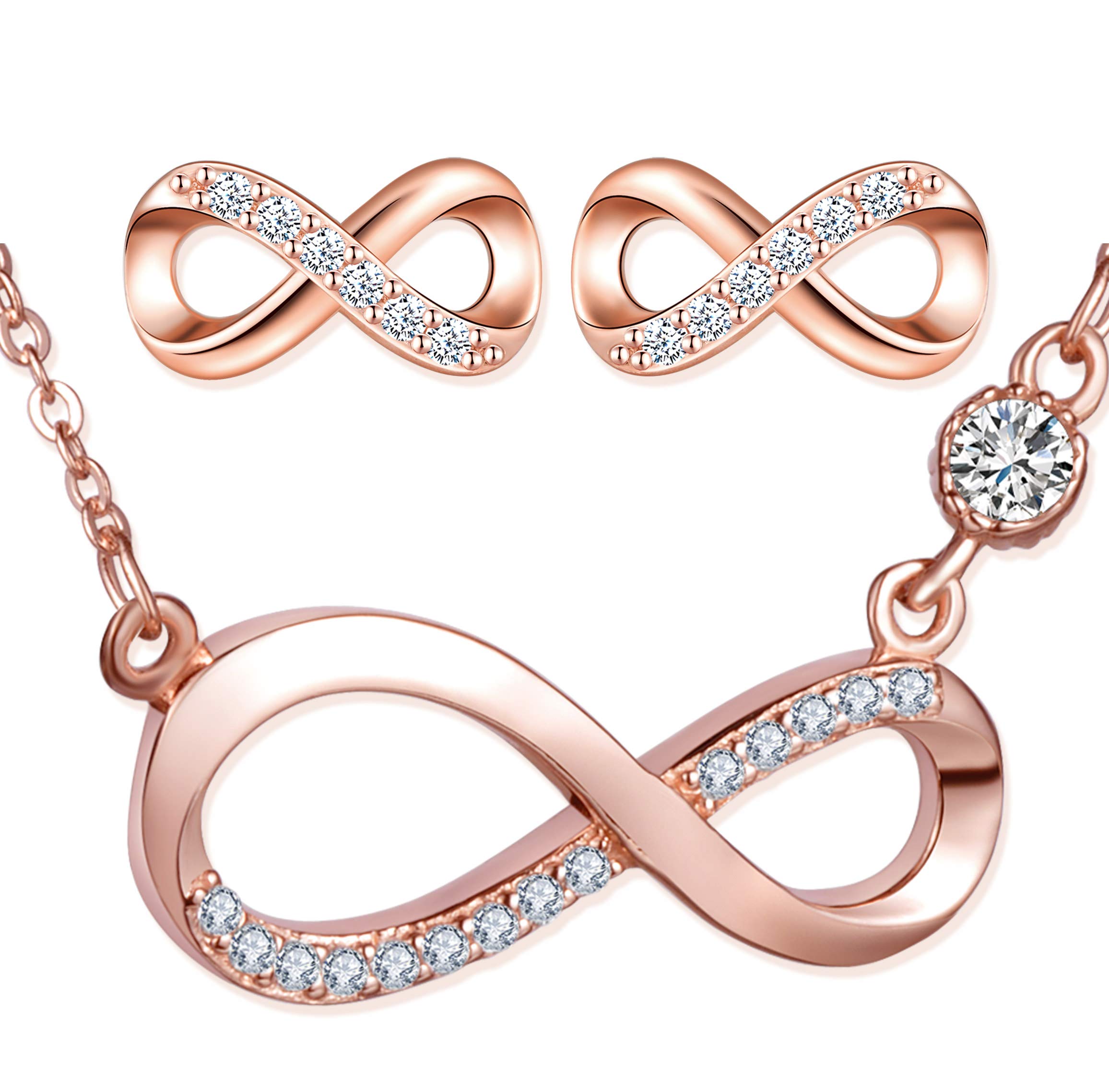 Yumilok Bridesmaid Jewelry Set 925 Sterling Silver Infinity Jewellery Sets