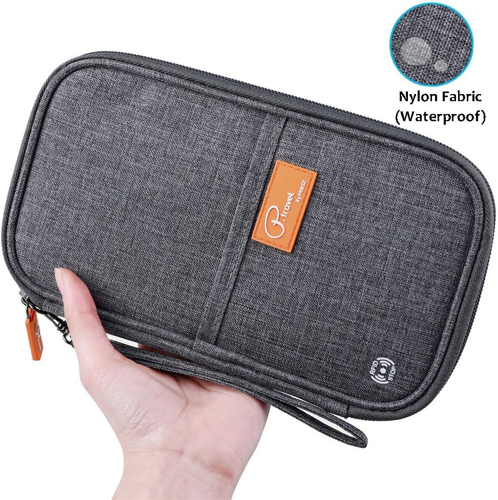 ManKn Travel Wallet Family Passport Holder RFID Blocking Document Organizer Case with Removable Hand Strap for Men Women Flight Ticket Credit ID Cards Cash Pouch Money Bag - Image 4