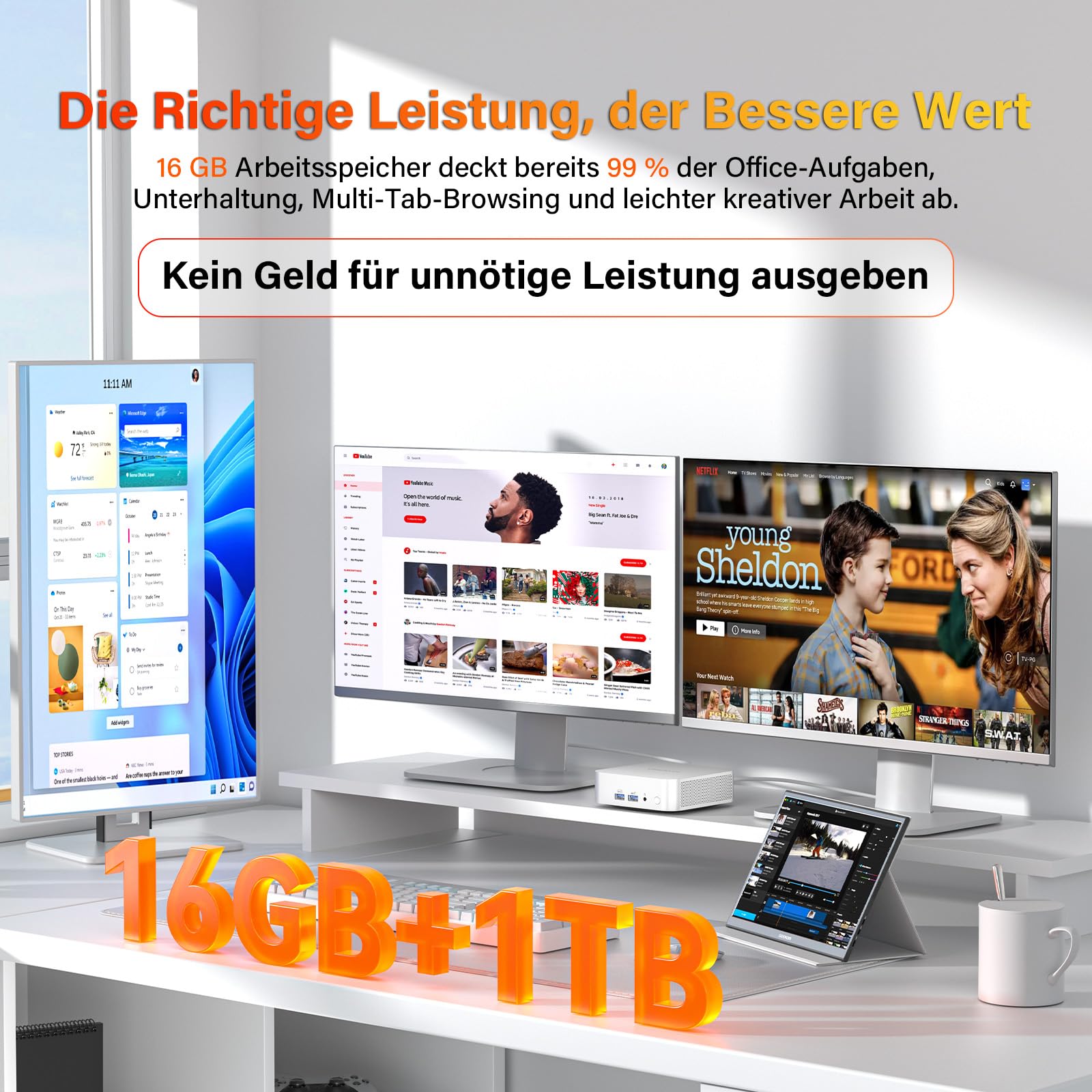 GEEKOM A6 Mini PC mit AMD Ryzen 7 6800H, 16GB aufrüstbarem DDR5 RAM (kein festgelegter LPDDR, bis zu 96 GB) + 1TB SSD, 3 Jahre Garantie, Mini PC mit Windows 11 Pro | Mini Computer für Gaming & Büro 6