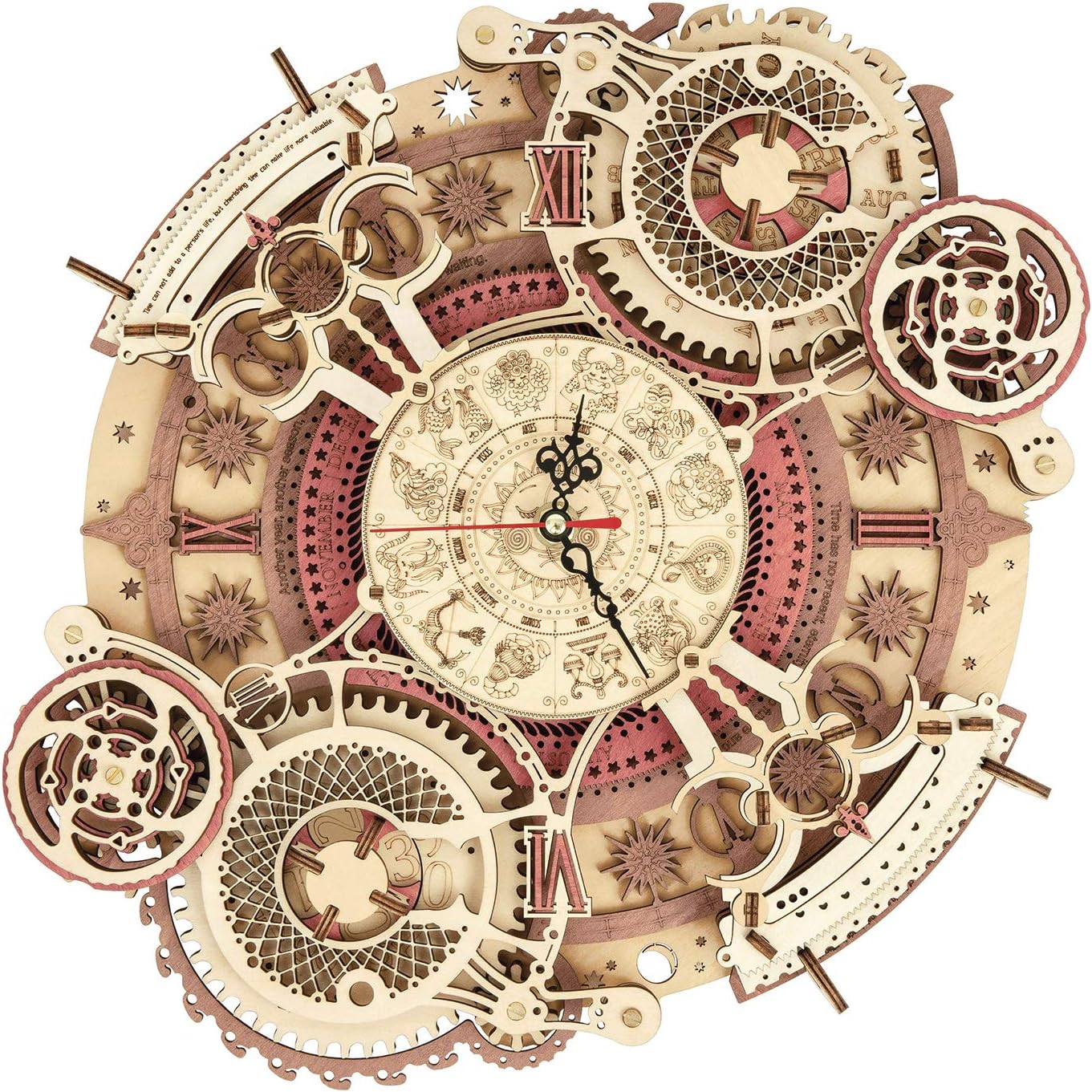 ROKR 3D DIY Wooden Puzzle for Adults Teens Zodiac Wall Clock Model Kits for Adults to Build Retro Decoration Gifts